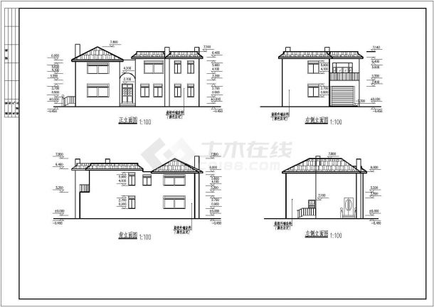 北美风情小别墅建筑施工图（共6张）-图一