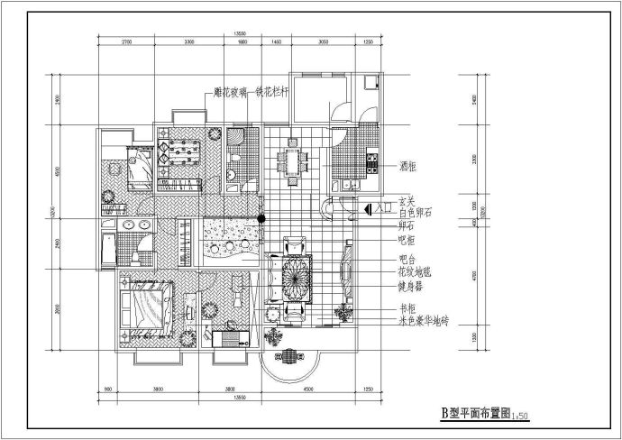 某室内家装装修cad平面布置图纸_图1