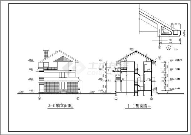 农村豪华别墅设计建筑施工图cad图纸-图二