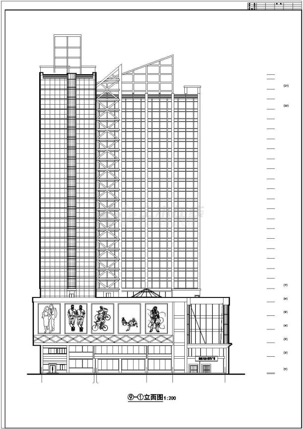 某地区高层综合商业建筑cad设计图纸-图二