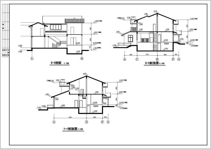 三整套实用别墅cad施工设计建筑图纸_图1