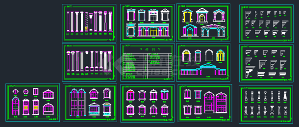 比较受欢迎的欧式建筑构件图纸（标注详细）-图一