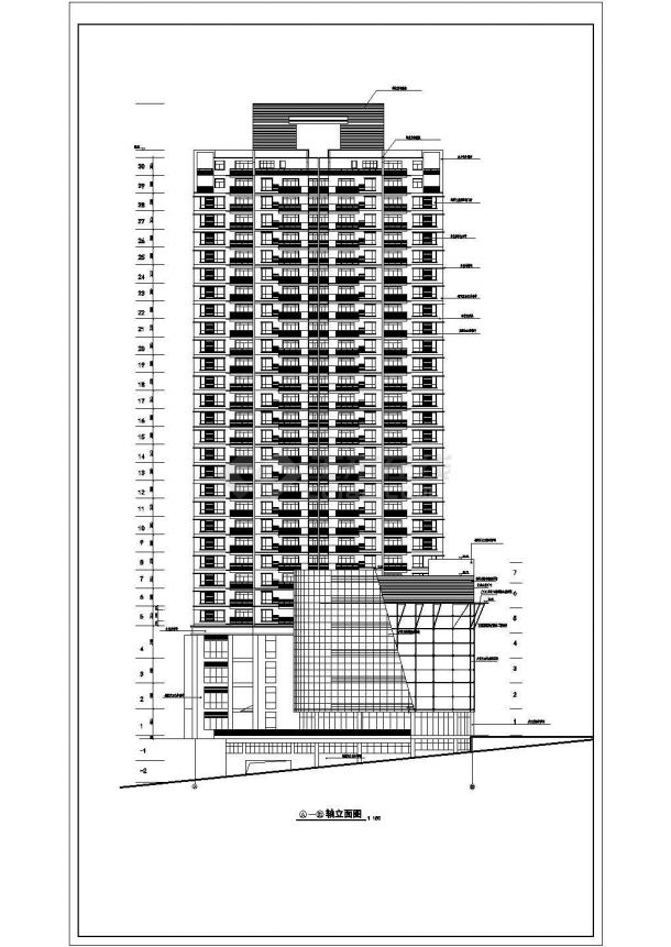 某城市32层高层住宅建筑cad图纸-图一