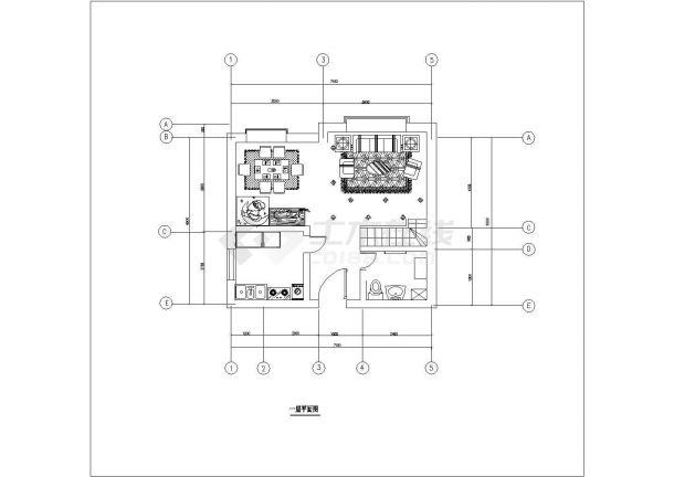 某三居室复式室内装修平面cad施工图-图二