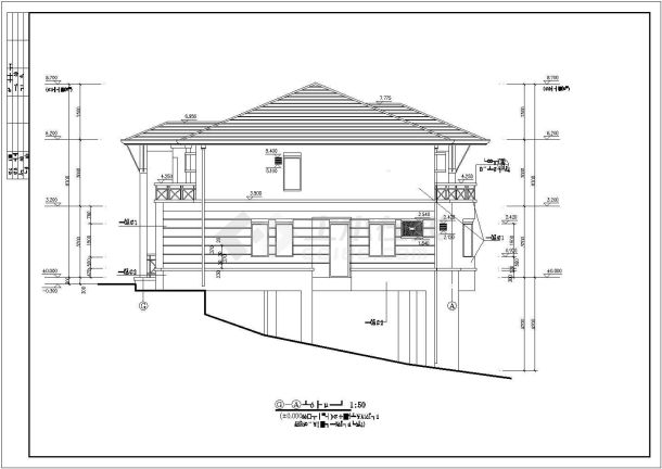 两层高档欧式风格别墅坡地施工图纸-图二