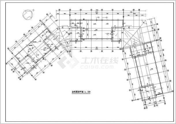 某地小型简单的会所建筑方案图（共5张）-图一