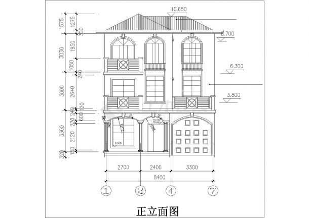 三层的度假区别墅立面图平面图图纸-图一