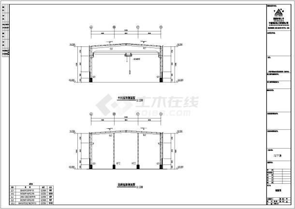 某地区东升二厂20米跨度工程CAD图-图一