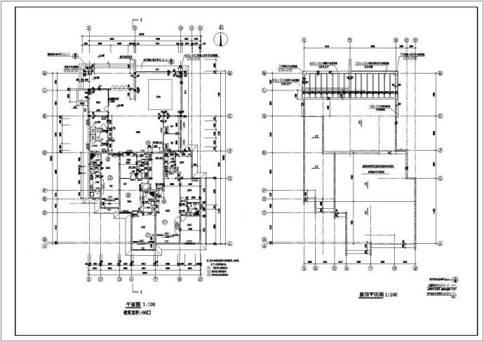 一层框架结构售楼处建筑平面图+立面图_图1