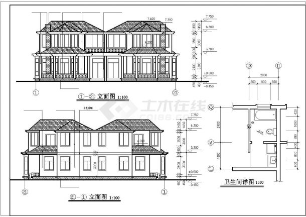 某地方精巧二层别墅全套建施设计图-图一