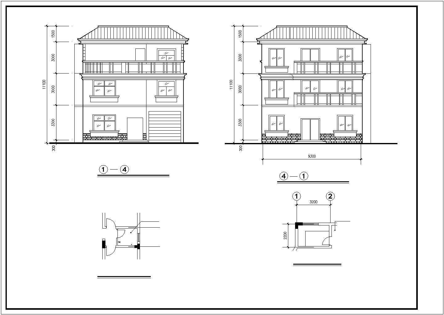 三层独栋别墅全套建筑结构施工图（含效果图）