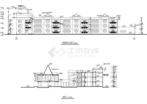 某城市三层幼儿园建筑设计cad图纸-图二