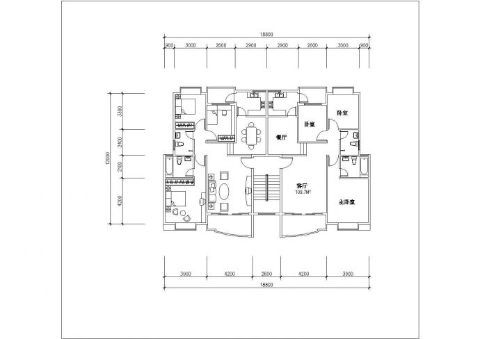某大型小区居住楼户型建筑设计方案图_图1