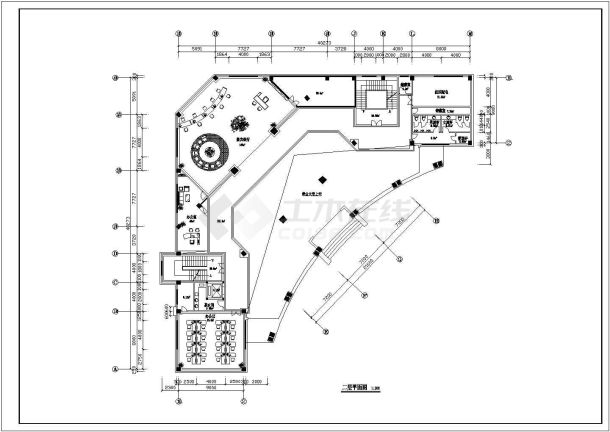 某两层银行营业厅装修cad平面施工设计图-图二