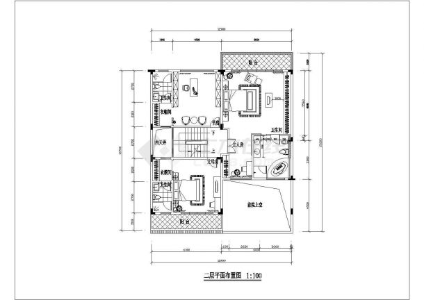 某私人三层别墅室内装修设计cad施工图-图二