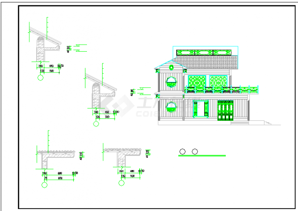 某地商业街茶楼建筑设计施工CAD图-图一