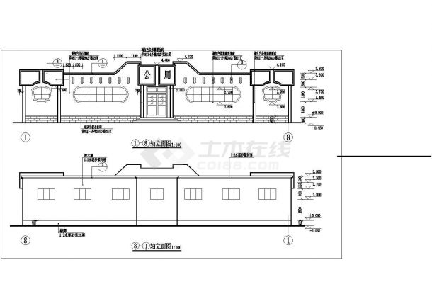 某地比较详细的学校公共厕所建筑施工图（共2套）-图一