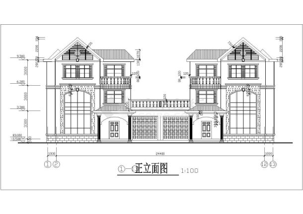 3层农村自建房别墅设计图纸（含效果图）-图二