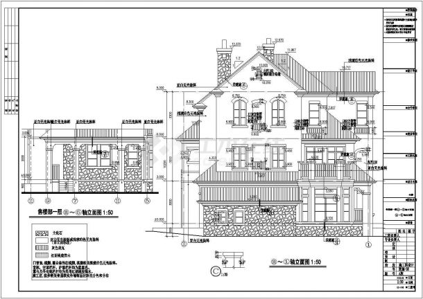 三层别墅自建房建筑设计施工图（13.40M*17.77M）-图二