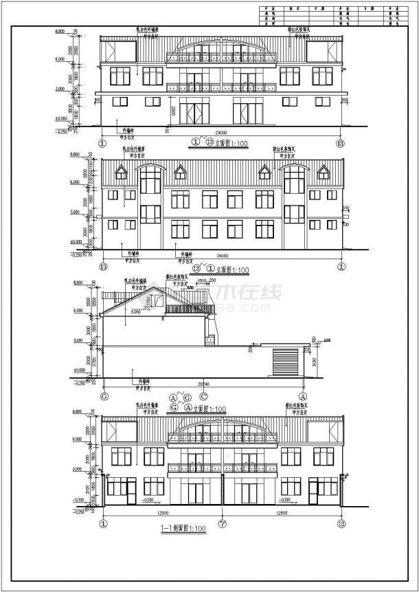 某地区二层框架结构别墅建筑设计施工图（带阁楼）-图一