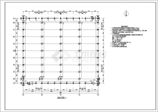 某4x20米跨排架库房结构设计施工图-图一