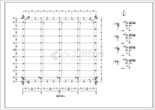 某4x20米跨排架库房结构设计施工图-图二