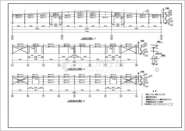 某72米跨门式刚架厂房结构设计施工图-图一