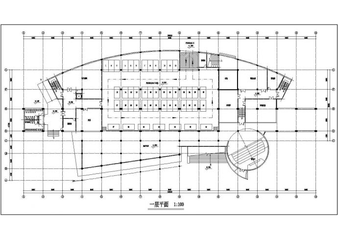某校图书馆建筑设计图（标注详细）_图1