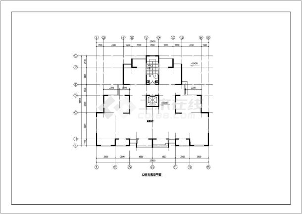 某一梯两户高层住宅户型cad平面装修施工设计图-图一