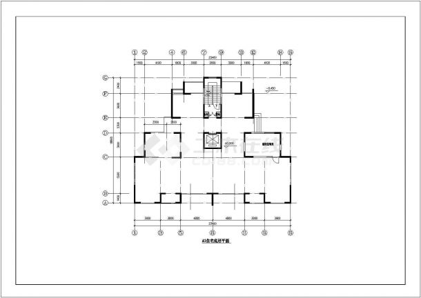 某一梯两户高层住宅户型cad平面装修施工设计图-图二