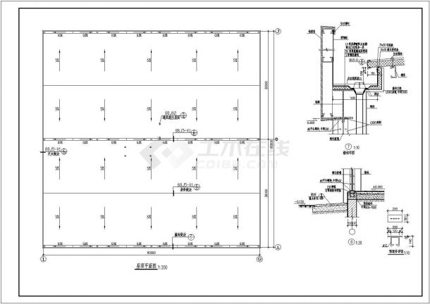 二层轻钢结构汽车展厅建筑设计施工图-图一