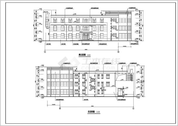 某地三层框架结构会所综合楼建筑设计图-图一