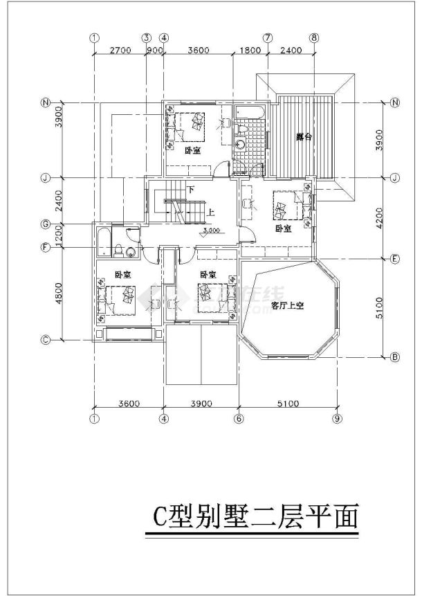 某地区某精美别墅设计cad详细图纸-图二