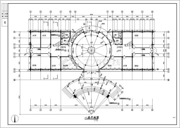 某商业小区会所建筑设计施工CAD图-图一