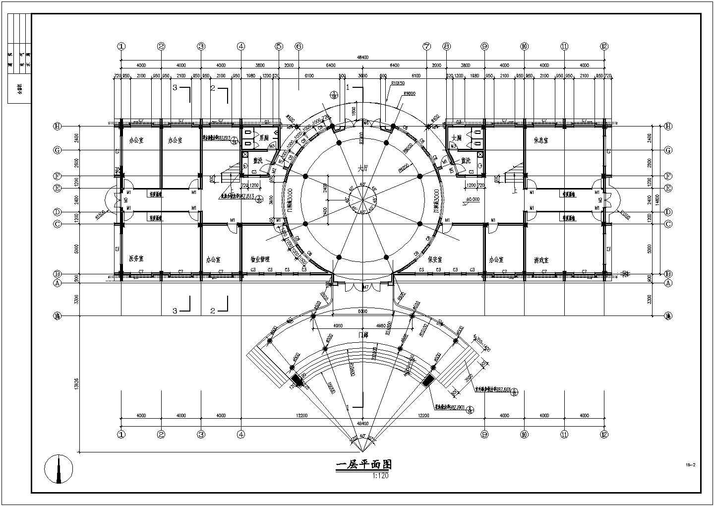 某商业小区会所建筑设计施工CAD图