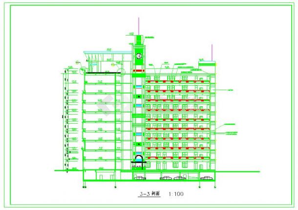 大学高层综合教学楼建筑设计CAD图纸-图一