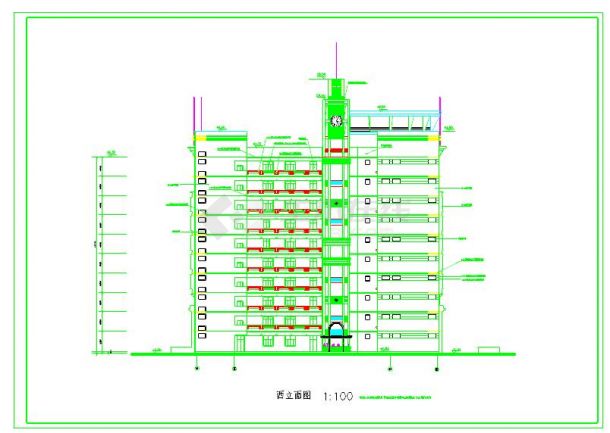 大学高层综合教学楼建筑设计CAD图纸-图二