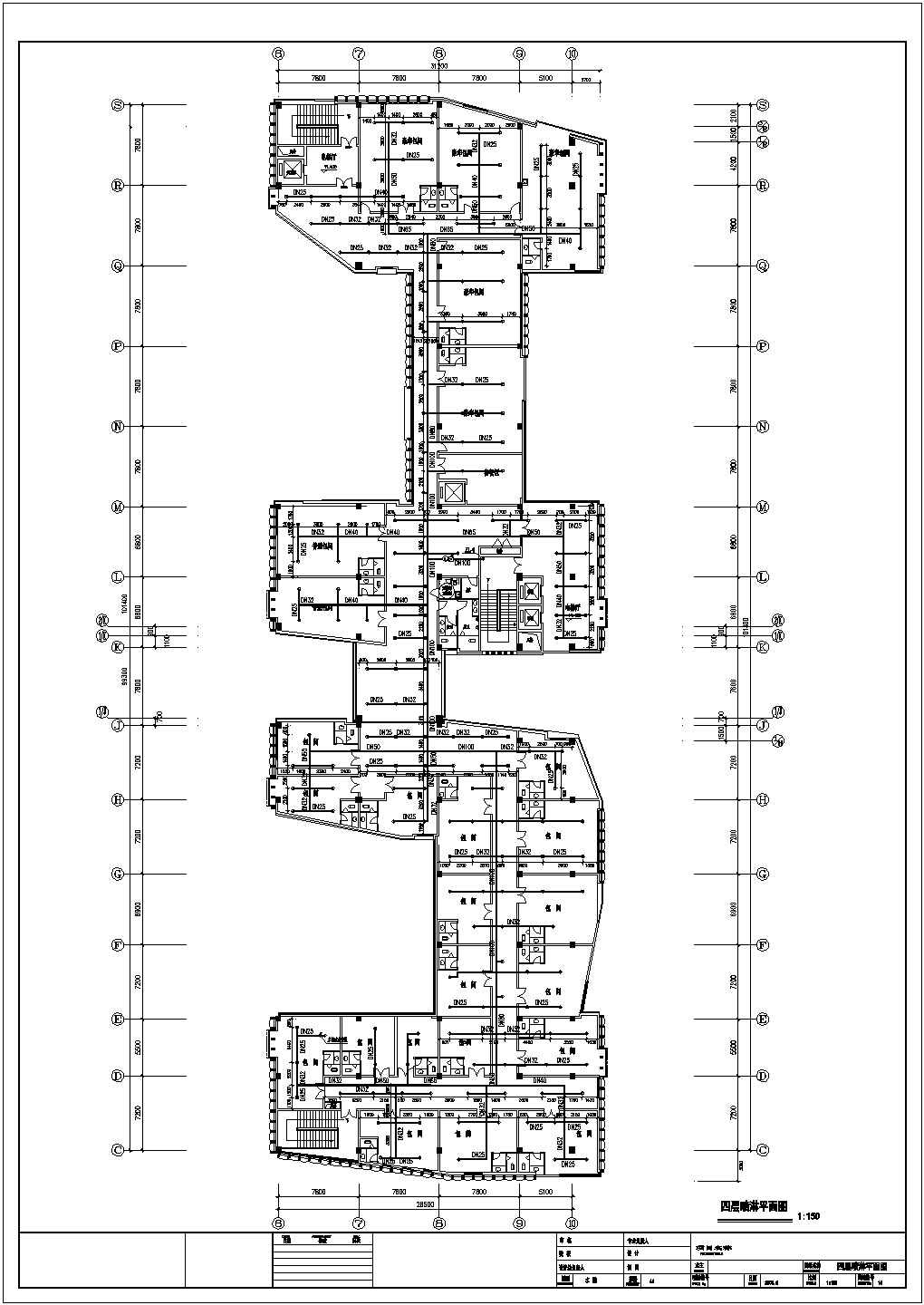 4层商住楼消防给排水系统cad施工平面图