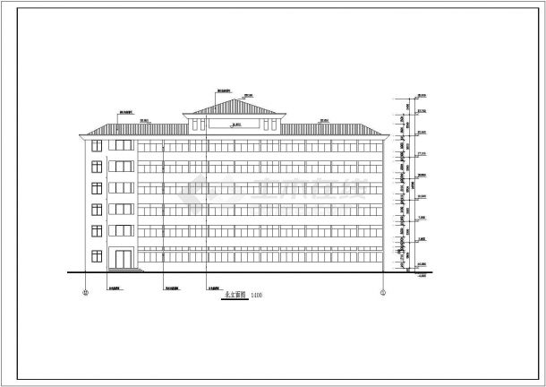 框架结构综合办公大楼建筑设计CAD图纸-图二