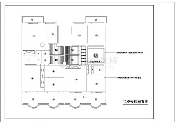 某地区二层别墅室内家装设计cad建筑施工图-图二