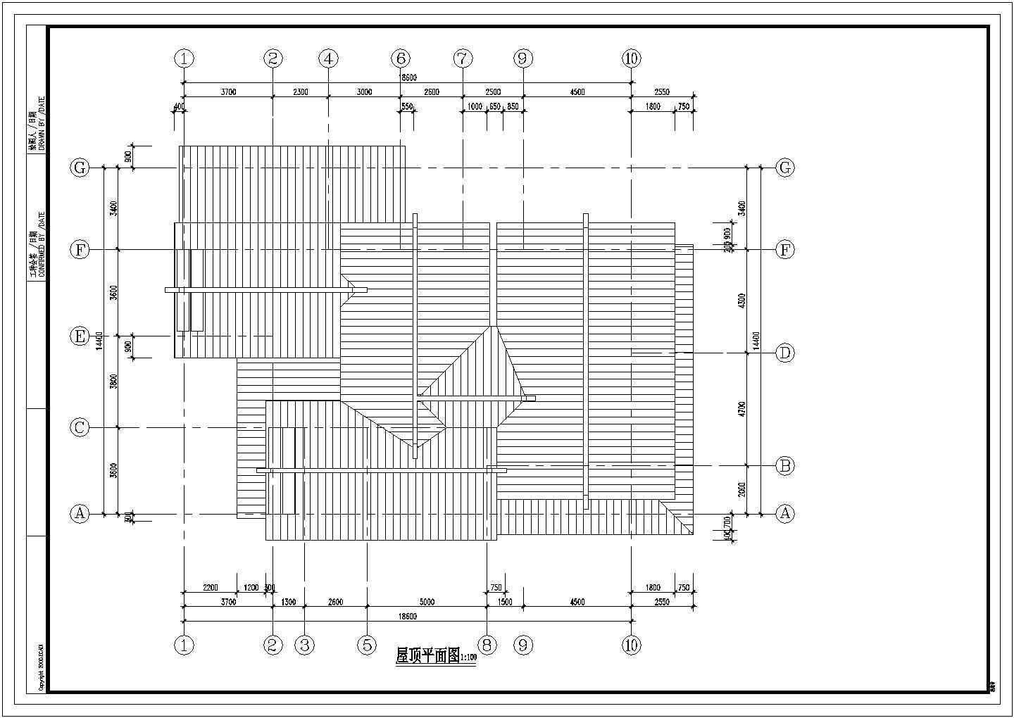 B型日式别墅建筑施工cad设计图