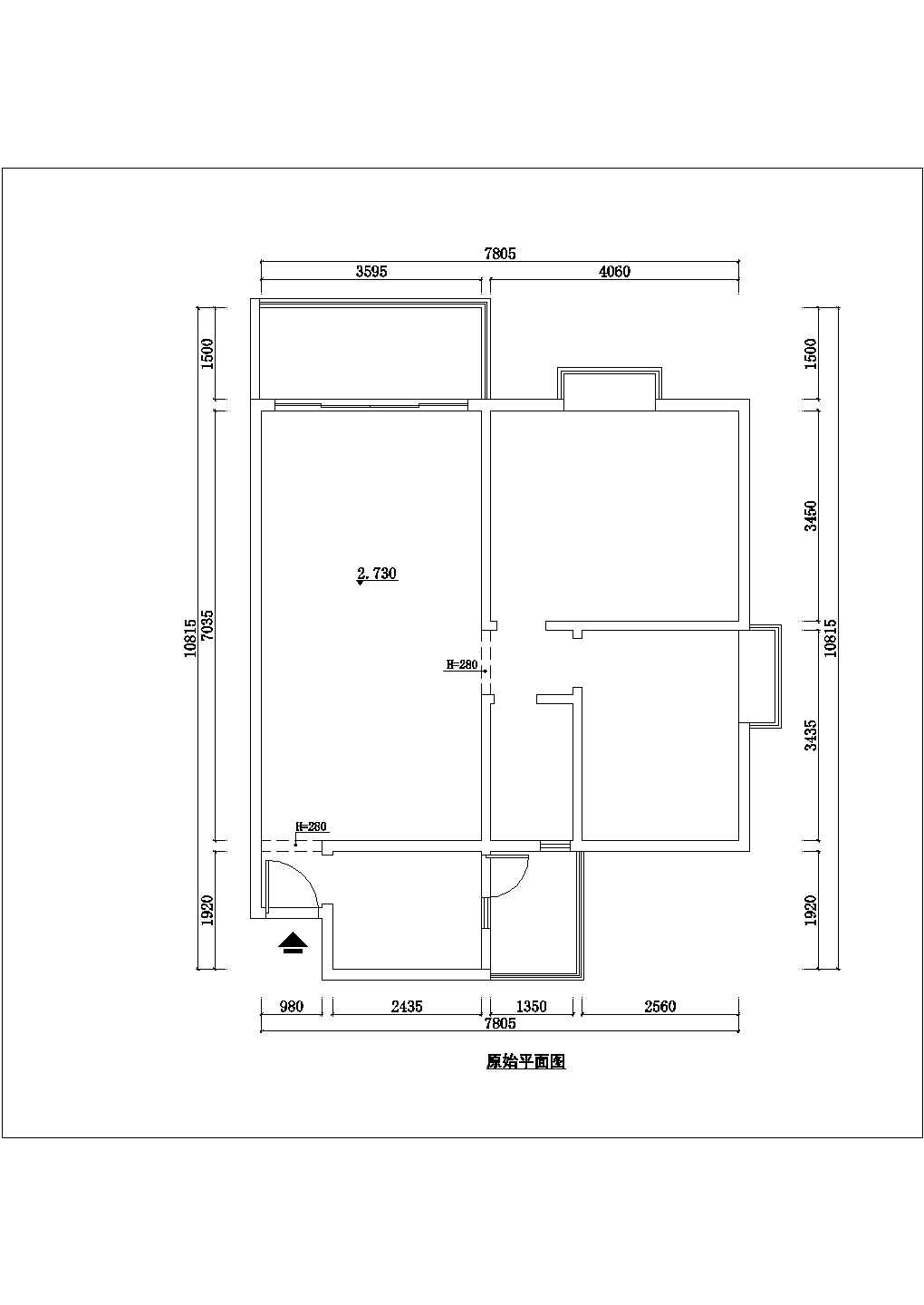 经典两室两厅户型装修cad平面施工设计图