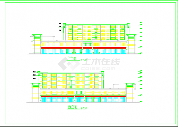 6层商住综合楼建筑cad图纸全套-图二