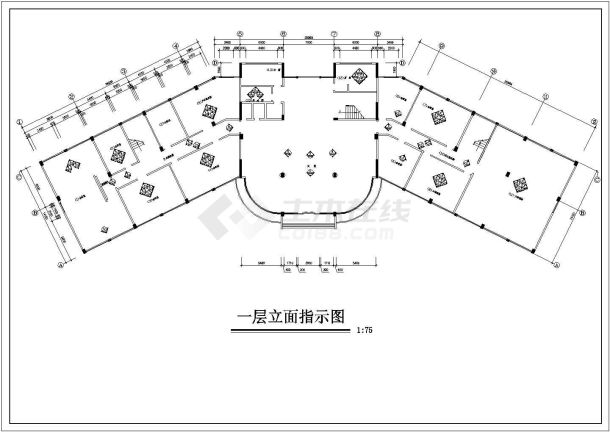 某经典写字楼室内装修cad施工设计图纸-图二