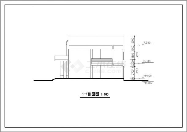 某地二层公交车站设计建筑规划施工图-图二