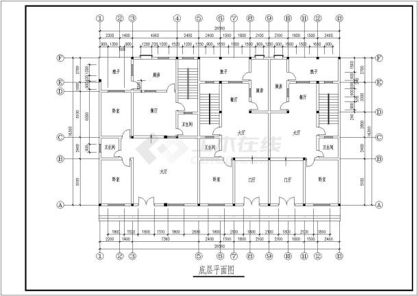 某市区高档商住楼平面设计CAD图-图一