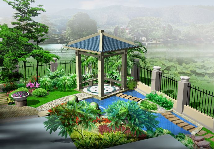 小别墅花园设计效果图_图1