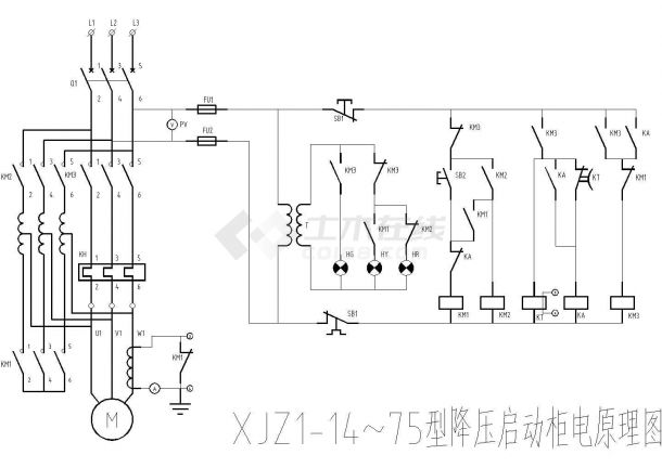 XJZ1-14～75型降压启动柜电原理CAD图-图一