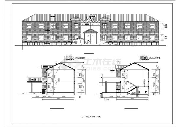 二层砖混结构坡屋顶办公楼结构设计施工图-图一