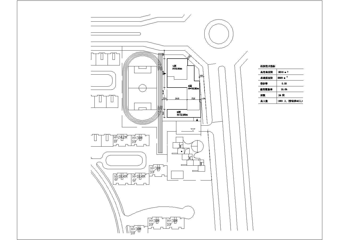 某小学教学楼建筑设计施工图(总图)